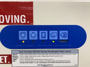 A photo of a light panel on a BSC that shows the UV light feature